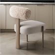 Benjara Rick Dining Chair Set of 2-Modern Design-Tan Faux Leather-Beige Fabric