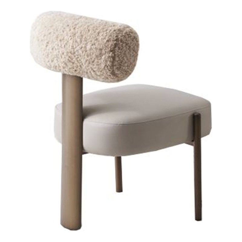 Benjara Rick Dining Chair Set of 2-Modern Design-Tan Faux Leather-Beige Fabric