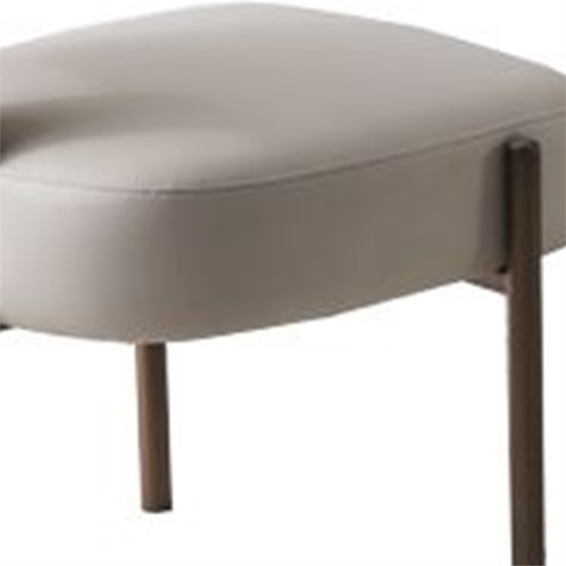 Benjara Rick Dining Chair Set of 2-Modern Design-Tan Faux Leather-Beige Fabric