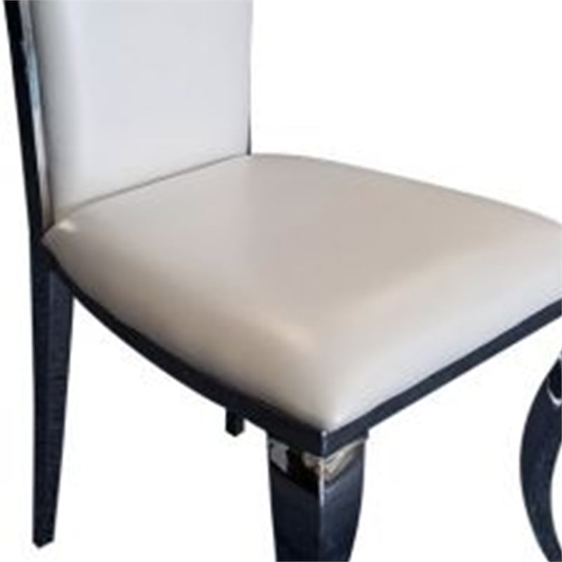 Benjara Nick Dining Chair White Faux Leather - Silver Frame (Set of 2)