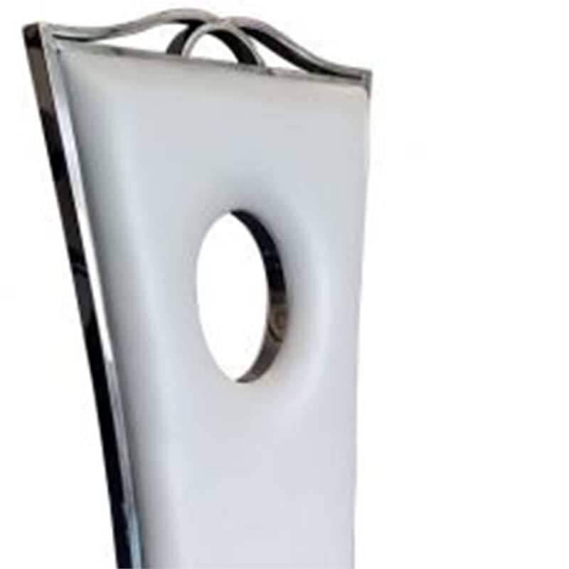 Benjara Nick Dining Chair White Faux Leather - Silver Frame (Set of 2)