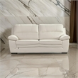 Benjara Nia Sofa- Ivory Italian Leather- Pillow Top Arms- Foam Cushions- 80 Inch