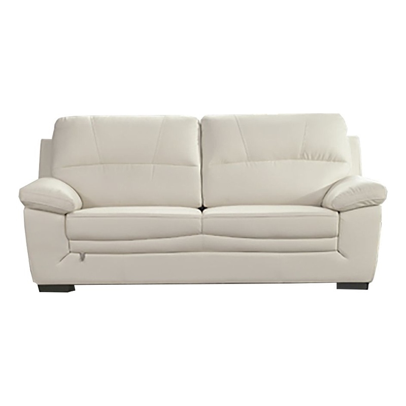 Benjara Nia Sofa- Ivory Italian Leather- Pillow Top Arms- Foam Cushions- 80 Inch