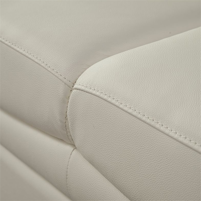 Benjara Nia Sofa- Ivory Italian Leather- Pillow Top Arms- Foam Cushions- 80 Inch