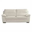 Benjara Nia Sofa- Ivory Italian Leather- Pillow Top Arms- Foam Cushions- 80 Inch
