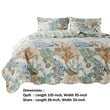 Benjara Wade 3pc King Size Quilt Set- Sham- Jade Blue Coastal Microfiber Cotton
