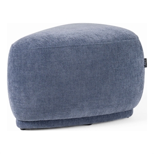 Benjara Reno Kini 26&quot Ottoman- River Rock Shape- Blue Polyester- Wood Frame