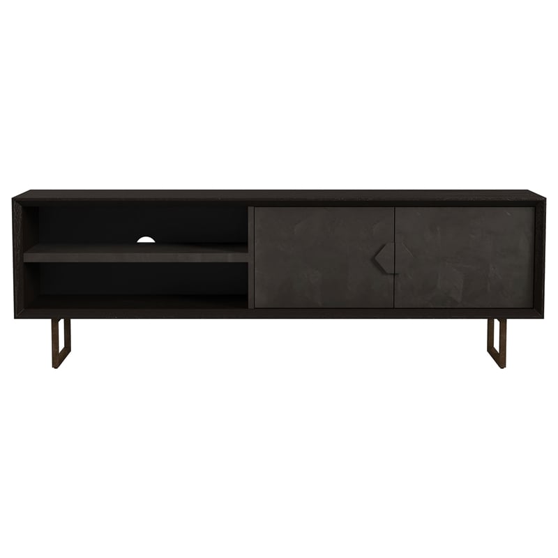 Benjara Marcel TV Media Entertainment Console- 2 Doors- Charcoal Black- 70