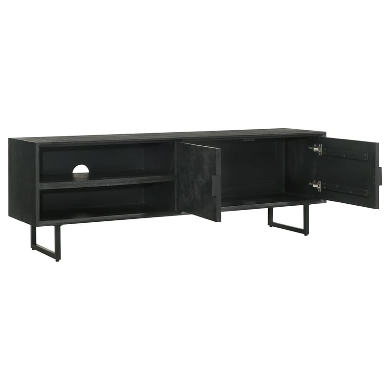Benjara Marcel TV Media Entertainment Console- 2 Doors- Charcoal Black- 70