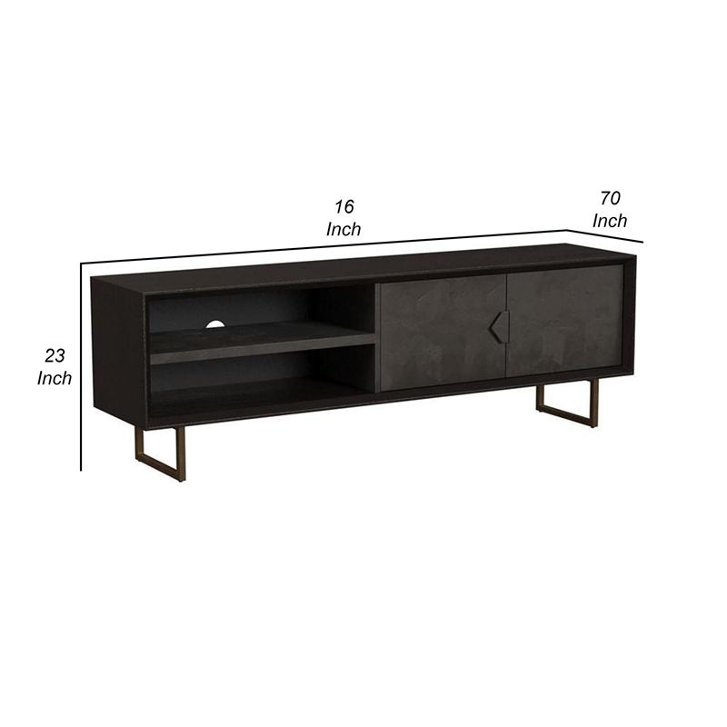 Benjara Marcel TV Media Entertainment Console- 2 Doors- Charcoal Black- 70