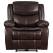Benjara Susan Power Recliner- Dark Brown Faux Leather- USB Port- Pillow Top Arms