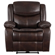 Benjara Susan Power Recliner- Dark Brown Faux Leather- USB Port- Pillow Top Arms