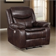 Benjara Susan Power Recliner- Dark Brown Faux Leather- USB Port- Pillow Top Arms
