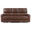 Benjara Lima Power Recliner Sofa- Brown Faux Leather- USB Port- Cushions- 83