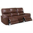 Benjara Lima Power Recliner Sofa- Brown Faux Leather- USB Port- Cushions- 83