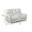 Benjara Lima Power Recliner Loveseat- Ivory Faux Leather- USB Port- Foam- 72