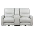 Benjara Lima Power Recliner Loveseat- Ivory Faux Leather- USB Port- Foam- 72
