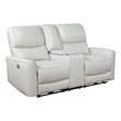 Benjara Lima Power Recliner Loveseat- Ivory Faux Leather- USB Port- Foam- 72