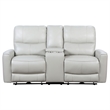 Benjara Lima Power Recliner Loveseat- Ivory Faux Leather- USB Port- Foam- 72