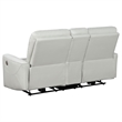 Benjara Lima Power Recliner Loveseat- Ivory Faux Leather- USB Port- Foam- 72