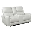 Benjara Lima Power Recliner Loveseat- Ivory Faux Leather- USB Port- Foam- 72