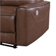Benjara Lima Power Recliner Loveseat- Brown Faux Leather- USB Port- Foam- 72