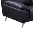 Benjara Justin Loveseat- Black Top Grain Leather- Stainless Steel Legs- 64 Inch