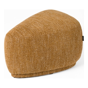 Benjara Reno Kini 26&quot Ottoman- River Rock Shape- Yellow Polyester- Wood Frame