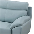 Benjara Justin Sofa- Light Blue Top Grain Leather- Cushions- Steel Legs- 80 Inch