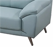 Benjara Justin Sofa- Light Blue Top Grain Leather- Cushions- Steel Legs- 80 Inch