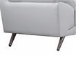 Benjara Justin Loveseat- White Top Grain Leather- Stainless Steel Legs- 64 Inch
