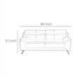 Benjara Justin Sofa- White Top Grain Leather- Foam Cushions- Steel Legs- 80 Inch