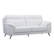 Benjara Justin Sofa- White Top Grain Leather- Foam Cushions- Steel Legs- 80 Inch