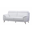 Benjara Justin Sofa- White Top Grain Leather- Foam Cushions- Steel Legs- 80 Inch