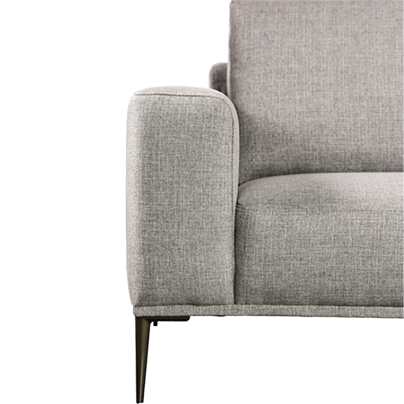 Benjara Kevin Loveseat- Gray Chenille- Modern Track Arms- Solid Wood- 65 Inch
