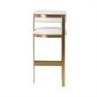 Benjara Cid Willow Barstool Chair- White Faux Leather- Gold Metal Three Leg Base