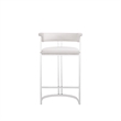 Benjara Cid Lisa Counter Stool Chair- White Faux Leather- Stainless Steel Legs