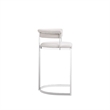 Benjara Cid Lisa Counter Stool Chair- White Faux Leather- Stainless Steel Legs