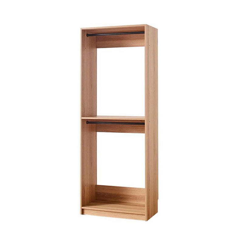 Benjara Dee Modular Closet System- 2 Compartments- 2 Hanging Rods- Oak Brown