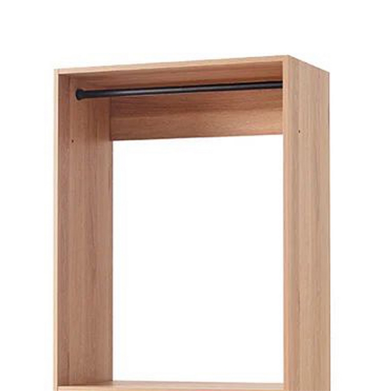 Benjara Dee Modular Closet System- 2 Compartments- 2 Hanging Rods- Oak Brown