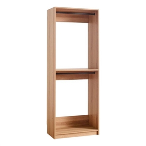 Benjara Dee Modular Closet System- 2 Compartments- 2 Hanging Rods- Oak Brown