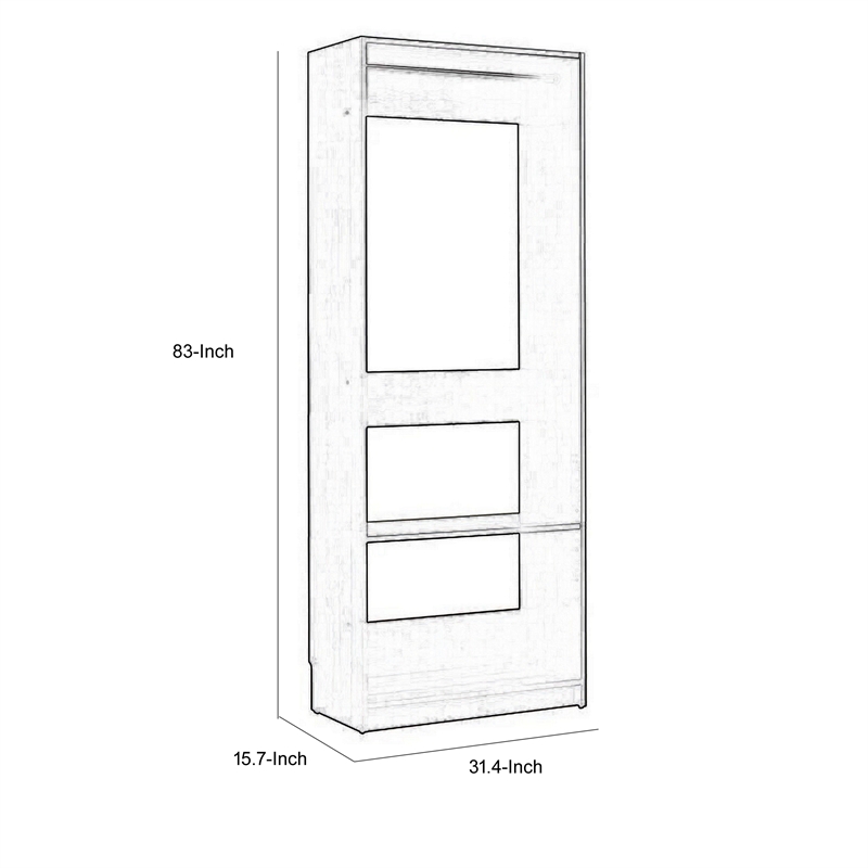 Benjara Dee Modular Closet System- 1 Metal Hanging Rod and 1 Shelf- Oak Brown