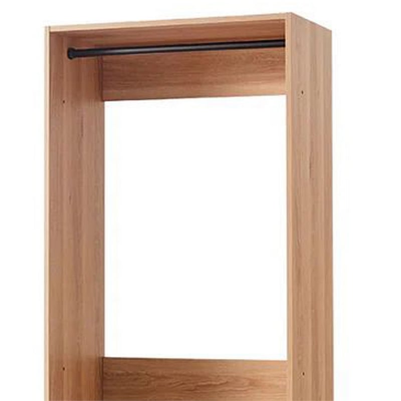 Benjara Dee Modular Closet System- 1 Metal Hanging Rod and 1 Shelf- Oak Brown