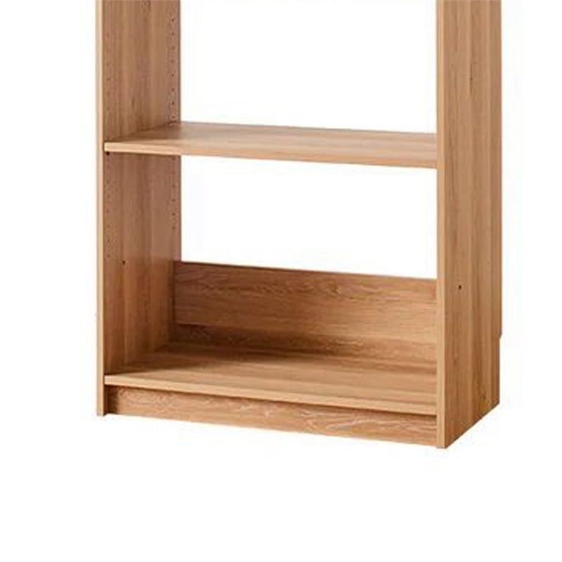 Benjara Dee Modular Closet System- 1 Metal Hanging Rod and 1 Shelf- Oak Brown