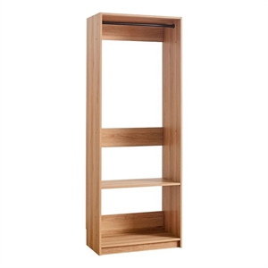 Benjara Dee Modular Closet System- 1 Metal Hanging Rod and 1 Shelf- Oak Brown