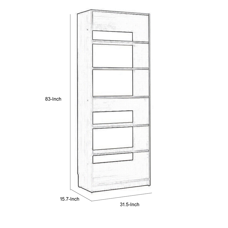 Benjara Dee Modular Closet System- 5 Tier Storage Shelves- Oak Brown Wood