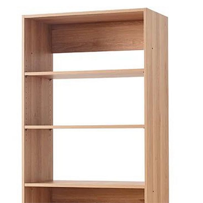 Benjara Dee Modular Closet System- 5 Tier Storage Shelves- Oak Brown Wood