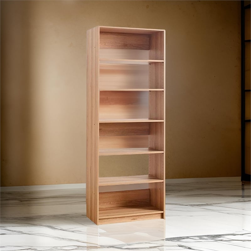 Benjara Dee Modular Closet System- 5 Tier Storage Shelves- Oak Brown Wood