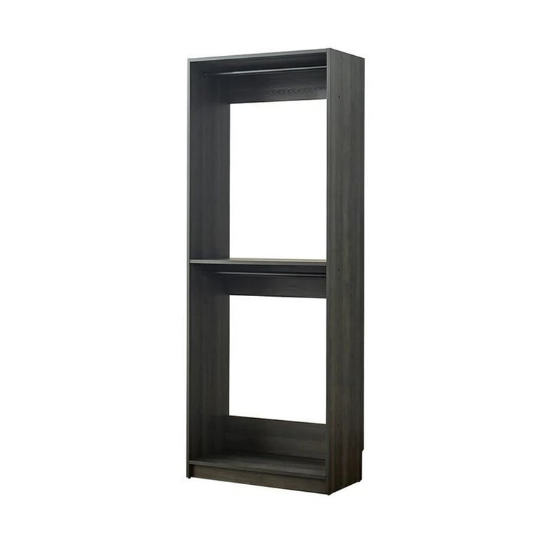Benjara Dee Modular Closet System- 2 Compartments- 2 Hanging Rods- Black Finish