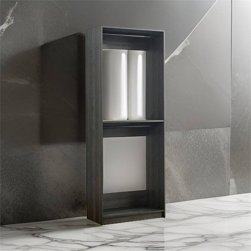 Benjara Dee Modular Closet System- 2 Compartments- 2 Hanging Rods- Black Finish